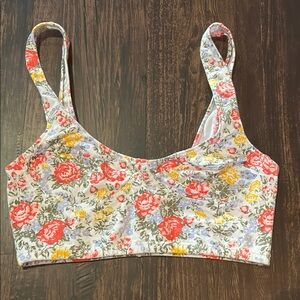 Urban Outfitters Floral Crop Top - Red, Yellow, Green